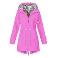thumbnail image 2 of Chaqueta de lluvia impermeable para mujer, ligera con capucha para senderismo, viajes, motocicleta al aire libre, ciclismo para invierno, otoño y prim , rosa 4XL Yuyangstore Cortavientos, 2 of 4