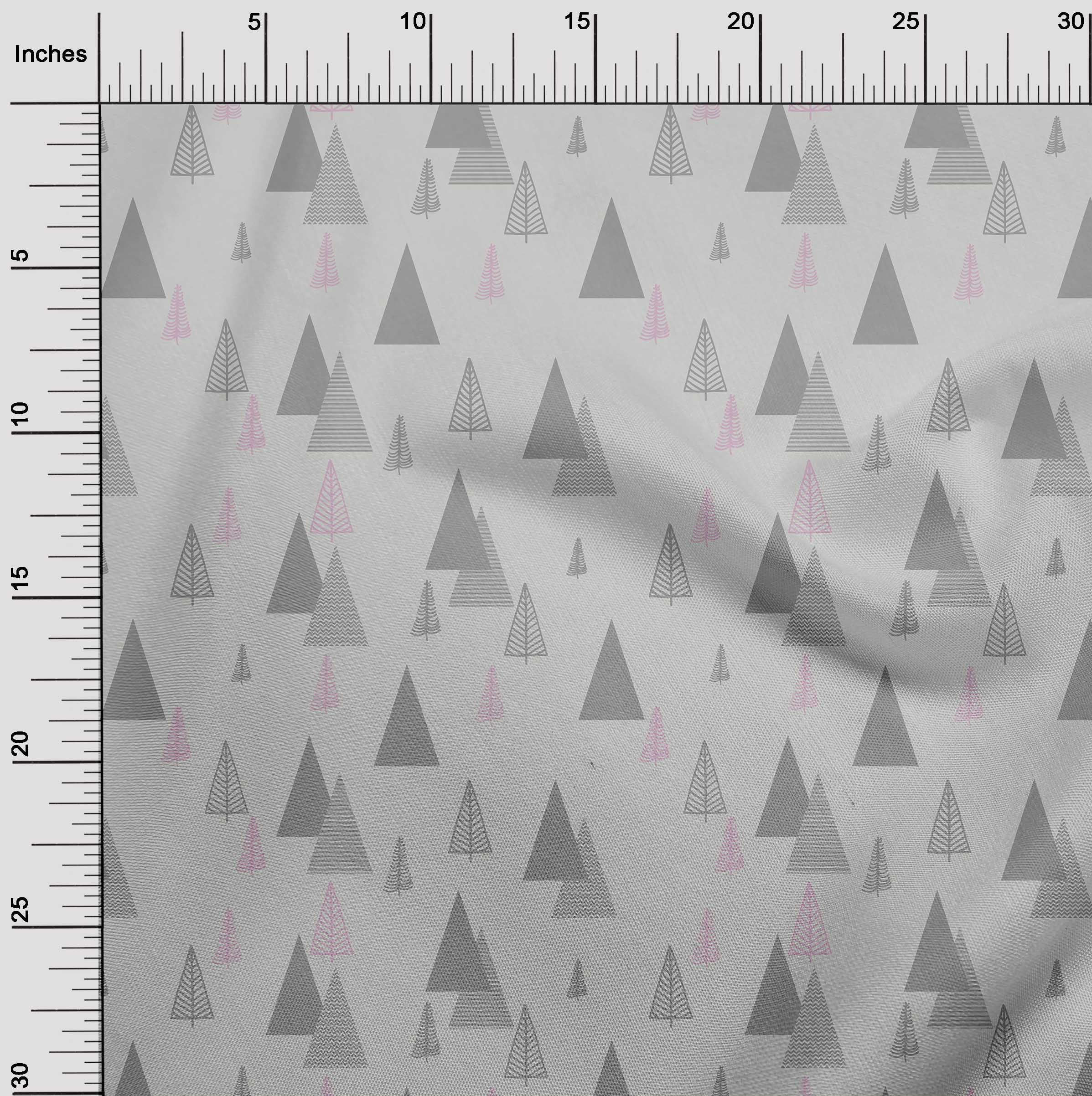 oneOone Viscose Chiffon Light Gray Fabric Christmas Tree Dress Material Fabric Print Fabric By The Yard 42 Inch Wide