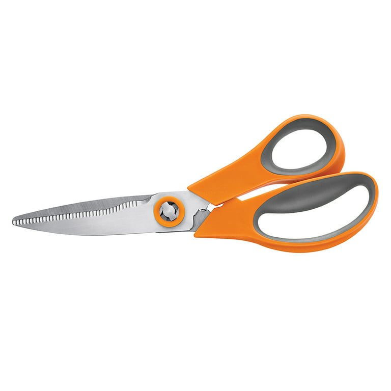 Multi Purpose Kitchen Scissors with Magnetic Holder, Orange, 8 in