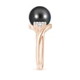 thumbnail image 3 of ANGARA Tahitian Cultured Pearl Bypass Ring with Diamond Trio in 14K Rose Gold for Women | June Birthstone, Birthday, Anniversary, Jewelry Gift for Women | Pearl Ring, 3 of 8