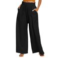 thumbnail image 2 of Baqcunre Wide Leg Pants Woman,Womens Loose High Waisted Pants Drawstring Elastic Waist Straight Leg Trousers,Women'S Pants,Pants For Women,Womens Fashion,Womens Clothes,Black,XXL, 2 of 5