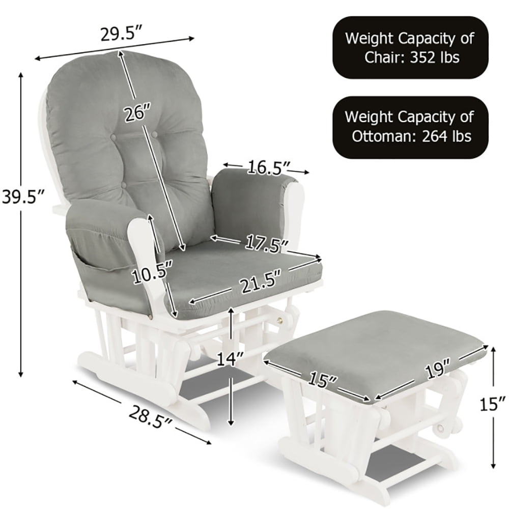Finihen Glider and Ottoman Cushion Set, Wooden Rocking Nursery Chair with Cushioned Armrests Detachable Cushion, Upholstered Glider with Nursing Ottoman, for Napping, Nursing, Reading, Light Gray Finihen Glider and Ottoman Cushion Set, Wooden Rocking Nursery Chair with Cushioned Armrests Detachable Cushion, Upholstered Glider with Nursing Ottoman, for Napping, Nursing, Reading, Light Gray