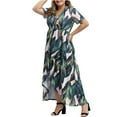 thumbnail image 6 of JINMGG Womens Plus Size Clearance $5 Fashion Women Plus Size Maxi Dresses Printing V-Neck Summer Casual Flowy Long Dress Blue XL, 6 of 9