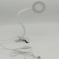 thumbnail image 1 of Lámpara de escritorio blanca con clip y 48 LED, lámpara de lectura flexible con clip de 360°, 3 modos de iluminación y 10 niveles de brillo, lámpara de escritorio LED USB para estudiar y trabajar., 1 of 5