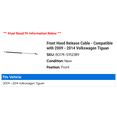 thumbnail image 2 of Front Hood Release Cable - Compatible with 2009 - 2014 Volkswagen Tiguan 2010 2011 2012 2013, 2 of 2