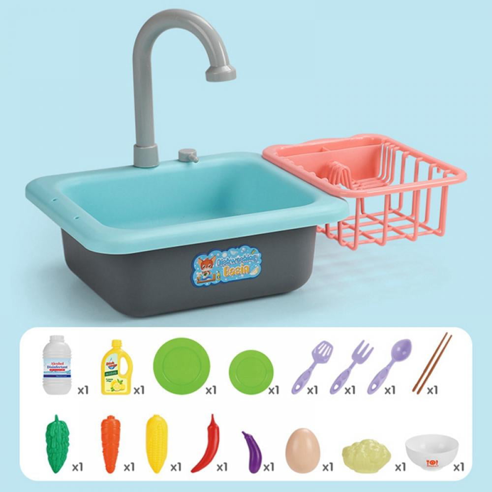 Kitchen Sink Toys Sensory Montessori Accessories with Running Set for Role  Play Kitchen Boys And Girls Birthday Orange Fawn 