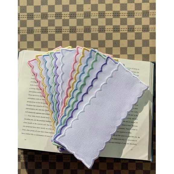 A Bundle of 6pcs 14ct and 6 pcs 18ct aida Cloth Bookmark to Cross Stitch,Blank Cross Stitch Bookmark