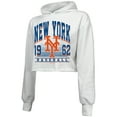 thumbnail image 2 of Women's Majestic Threads White New York Mets Cropped Have A Field Day Tri-Blend Hoodie, 2 of 3