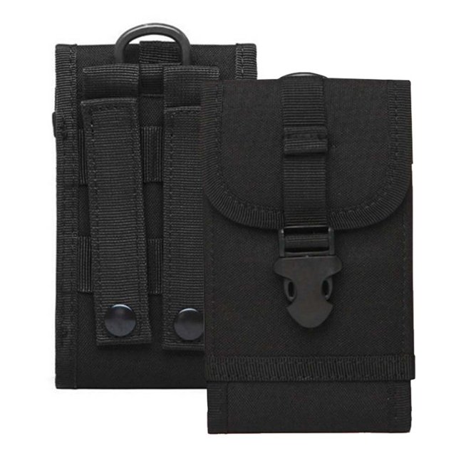Riñonera táctica para teléfono móvil, de camuflaje, para deportes al aire libre, ajustada, para hombre, bolsa de tela Oxford impermeable y multifuncional, color negro