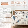 thumbnail image 6 of Colorful Stars Duvet Cover Set King Size, Vintage Blue Khaki Brown Star Shiny Diamonds Linen Texture 4 Piece Soft Microfiber Bedding Set with 1 Duvet Cover, 1 Flat Sheet, 2 Pillowcases, 6 of 9
