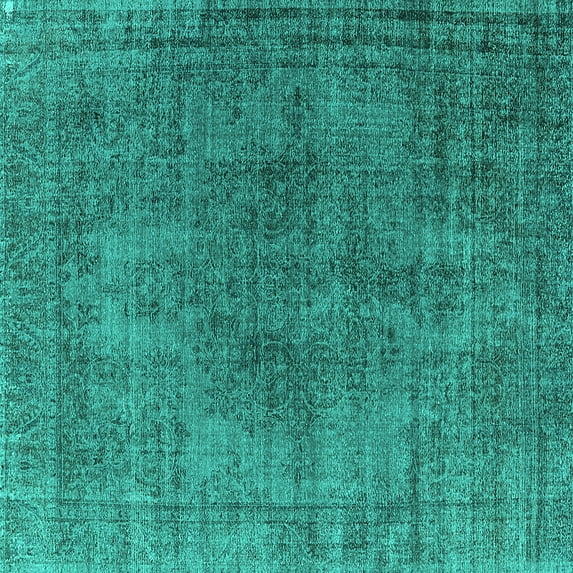Ahgly Company Indoor Square Oriental Turquoise Blue Industrial Area Rugs, 4' Square