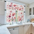 thumbnail image 2 of Watercolor Floral Kitchen Curtains Pink Window Curtains Valance and Tier Set 36 Inch, Spring Flowers Rod Pocket Short Tier Curtain, Modern Ink Artistic Small Cafe Curtains for Kitchen Decor, 2 of 5
