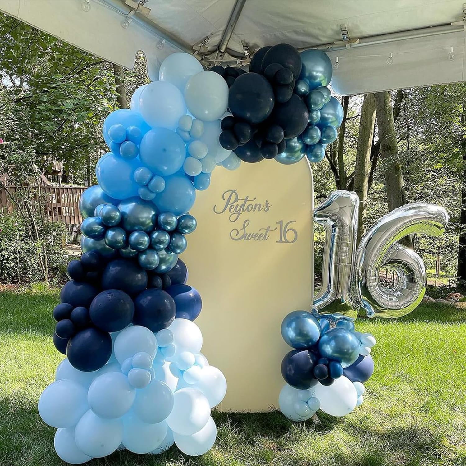 Blue Balloons, 60 Pcs 12 Inches Metallic Macaron Baby Blue Balloon Light Blue Balloons for Boy Baby Shower Birthday Wedding Celebration Party Decorations
