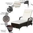 thumbnail image 4 of Gymax Cushioned Outdoor Wicker Chaise Lounge Chair w/ Wheel Adjustable Backrest, 4 of 9