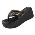 thumbnail image 2 of Samdudou Wedge Sandals Open Toe Thong Flip Flop Glitter Embellished Heel Summer Casual Beach Pool Vacation Ladies Outdoor Style Footwear Daily Wear Lightweight Modern Trendy, 2 of 6