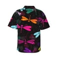 thumbnail image 3 of Uemuo Colorful Dragonflies Printed Regular Fit Short Sleeve Casual Hawaiian Shirt for Men,Aloha shirt,Tropical shirt,Floral print shirt,Vacation Beach shirt-Medium, 3 of 9