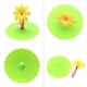 thumbnail image 4 of Tapa de taza girasol a prueba de polvo reutilizable cubierta aislante de silicona verde, 4 of 7
