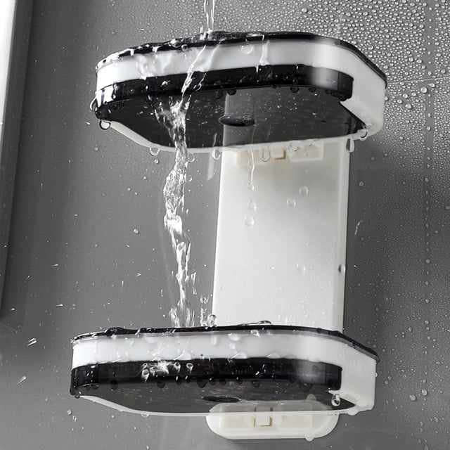Wall Mounted Sponge Organizer Moisture-proof Water Draining Tray Storage Box Bathtub Organizing Case Container for Bathroom Gray Double Layers