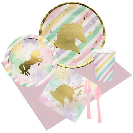 Unicorn Sparkle 1st Birthday Party Pack for 8