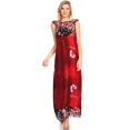 thumbnail image 5 of Sakkas Abby Womens Casual Long Tropical Off Shoulder Dress Elastic & Floral Print - Burgundy - Large, 5 of 5