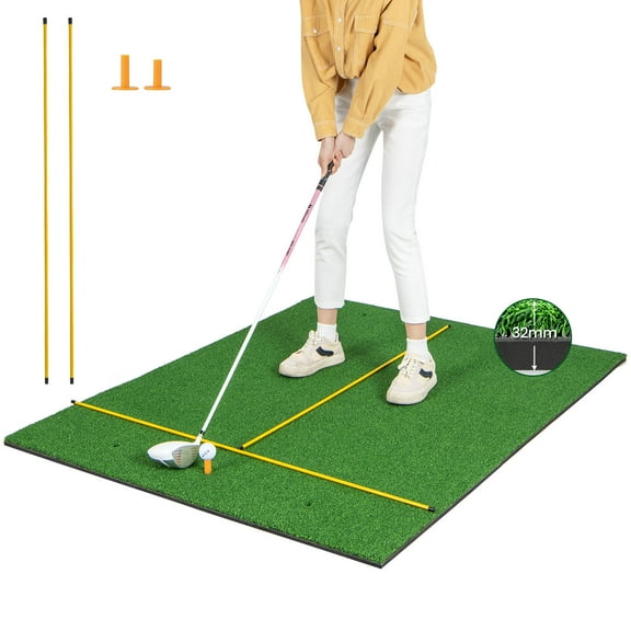 Costway 5 x 4 FT Golf Hitting Mat Artificial Indoor Outdoor Turf Golf Training Mat 32 mm