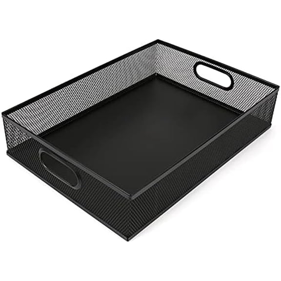 Desk Drawer Organizer, A4 Large Metal Mesh Desk Rrganizer Tray, Versatile Storage Box Set for Office Home Supplies,13 x 9 inches