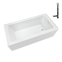Streamline NAL-5580-WH 60 in. x 32 in. Acrylic Right-Hand Drain Alcove Bathtub in Glossy White With External Drain in Glossy White