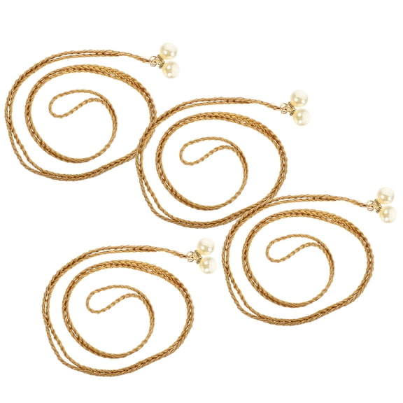 FESTFENDS 4Pcs Golden Pu Curtain Holdback Tie for Living Room Curtains