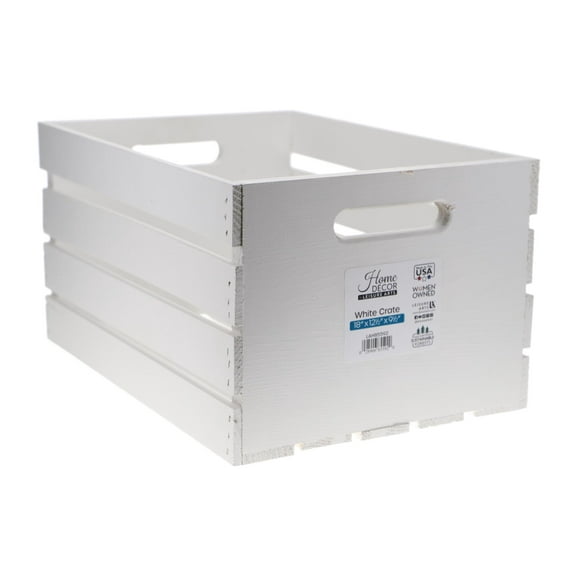 Leisure Arts White Pine Wood Crate 18x12.5x9.5 Inch Home Decor Storage