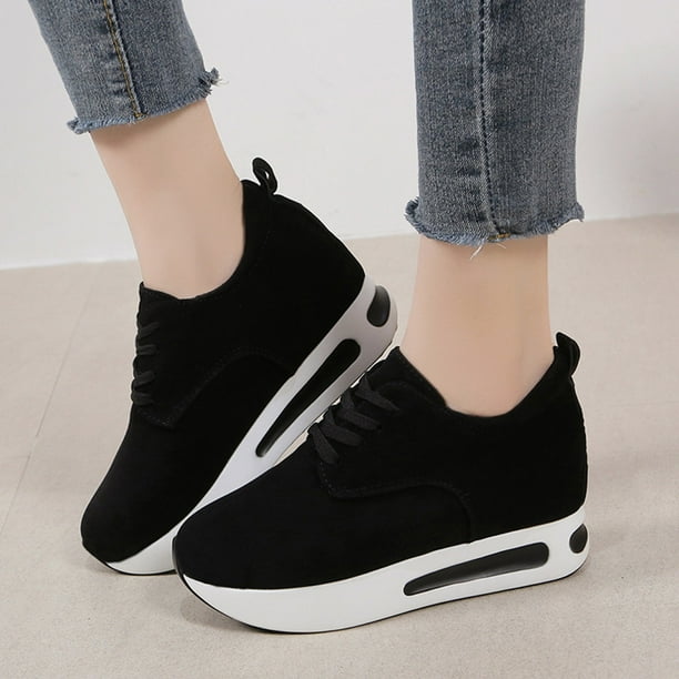 Women s Sneakers Female Sneakers Adult Womens Shoes Sneaker Booties for Women No Heel Women s Fashion Suede Round Head Lace Up Sneakers Casual Beach