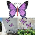 thumbnail image 3 of Large Metal Butterfly Purple and Color Outdoor Garden Home Decor Wall Art, 3 of 7