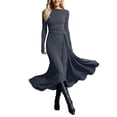 thumbnail image 2 of Bodycon Dresses for Women Boho Stretch Draped Fall Maxi Wrap Knotted Dress (Grey M), 2 of 5