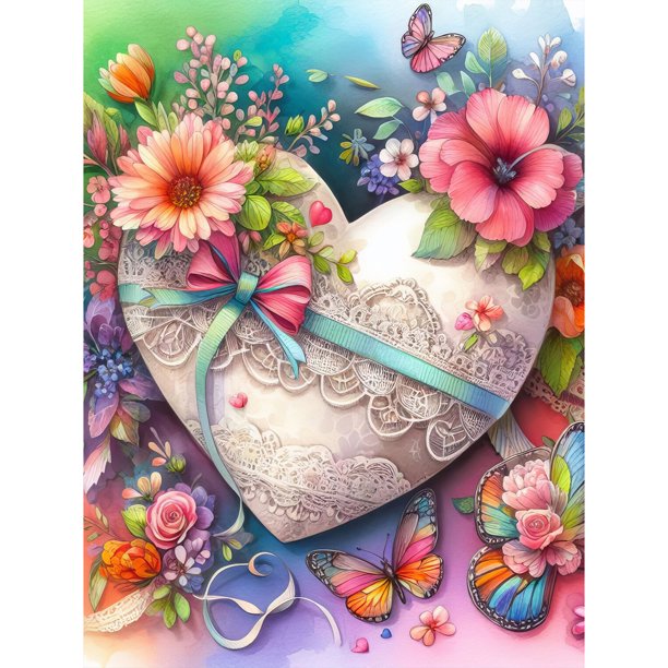 5D DIY Taladro Diamante Pintura Corazón Regalo Kit Del 30x40cm