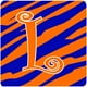 3.5 x 3.5 Po Monogramme Tigre Rayé Bleu et Orange Mousse Sous-Verres Lettre Initiale L&44; Ensemble de 4 – image 1 sur 1