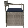 thumbnail image 3 of vidaXL Garden Storage Bench with Cushion Grey Poly Rattan, 3 of 5