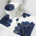 thumbnail image 3 of Navy Blue Gold Bath Mat 3 Piece Bathroom Rug Set, Abstract Line Art Troditional Ink Painting Non Slip Bath Rug Contour Mat and Toilet Lid Cover, Absorbent Shower Mats Soft Bath Rugs and Mats Sets, 3 of 8