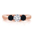 thumbnail image 2 of Gem Stone King 0.94 Ct Round Lab Grown Diamond and Black Onyx 3-Stone Ring for Women | 18K Rose Gold Plated Silver | Three Stone Wedding Engagement Anniversary Promise Ring for Women | Size 6, 2 of 4
