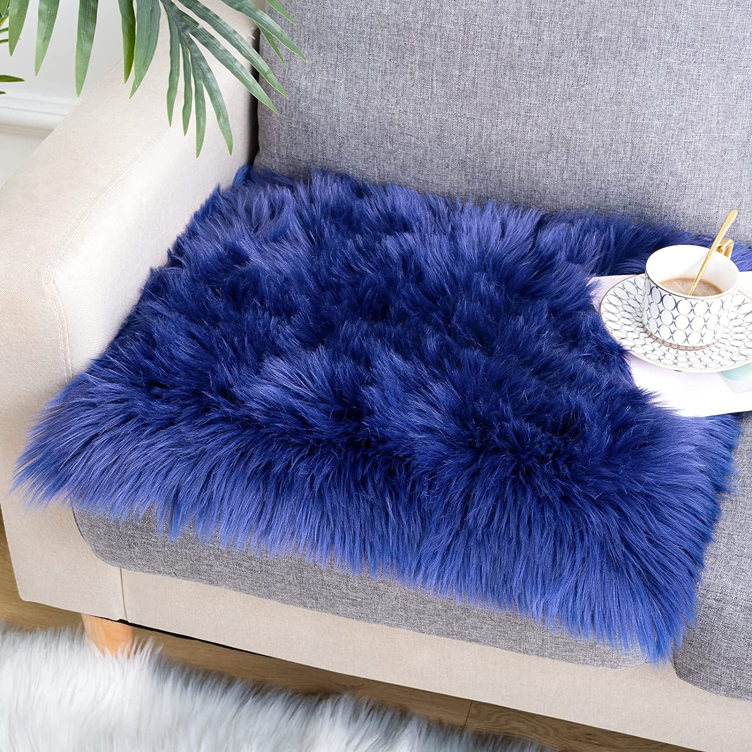 Fluffy Faux Fur Sheepskin Silky Seat Cushion Area Rugs Carpet Chair Seat Pads 