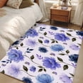thumbnail image 5 of Purple Blue Flower Washable Area Rugs 3'x5', Watercolor Floral Gray Leaf Vintage Country Low Pile Throw Living Room Rug Non-Slip Sturdy Edge Binding Carpet for Indoor Entryway Bedside Kitchen, 5 of 9