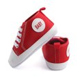 thumbnail image 5 of Quealent Unisex Baby Boys Girls High Top Sneaker Soft Anti-Slip Sole Newborn Infant First Walkers Canvas Denim Shoes Red for Size 5.5, 5 of 9