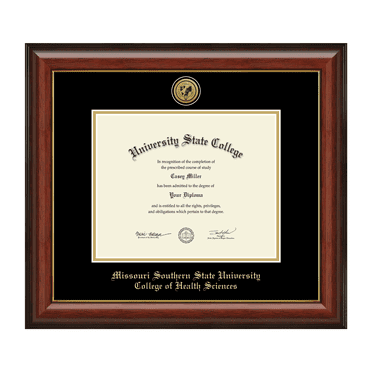 Framerly - Missouri Southern State University College of Health Sciences 10w x 8h Diploma Frame - Fits An Associate's and bachelor's - Gold Engraved Medallion Diploma Frame