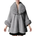 thumbnail image 3 of HTNBO Women's Large Collar Shawl Jacket Mid-Length Loose Cape Cardigan Parka Coat Outwear, 3 of 4