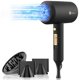 thumbnail image 1 of slopehill Secador de pelo de iones con motor AC de 1800 W, secado rápido, secador de pelo con botón frío/calor, 3 secadores de pelo y difusor, 3 ajustes de temperatura, 2 velocidades (oro negro), 1 of 5