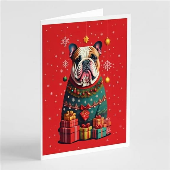 English Bulldog Holiday Christmas Greeting Cards Pack of 8 7 in x 5 in