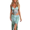 thumbnail image 4 of Lucakuins - Faldas midi de verano para mujer, estilo bohemio, cintura baja, dobladillo alto y bajo, faldas largas con volantes Lucakuins  moda, 4 of 9
