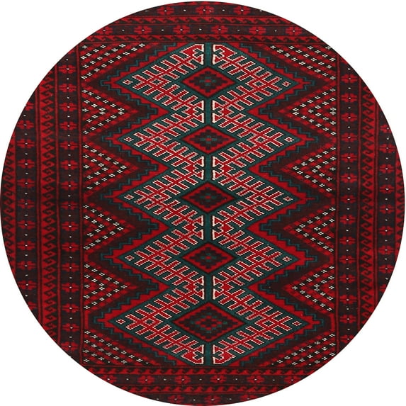Ahgly Company Indoor Round Traditional Burgundy Brown Persian Area Rugs, 3' Round