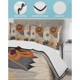 thumbnail image 4 of Burnt Orange Grey Black Flower Queen Size Down Alternative Comforter, Lightweight Comforter Quilt Bedding Set with Pillow Shams Spring Floral Botanical All Seasons Bed Comforter Duvet Insert 90"x96", 4 of 7