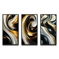 thumbnail image 2 of Designart "Black White Gold Swirl Liquid Dimension" Abstract Spirals Framed Wall Art Set Of 3 - Gold Transitional Frame Gallery Wall Set For Home Decor, 2 of 6