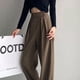 thumbnail image 5 of Pantalones anchos negros y grises de primavera y otoño para mujer, pantalones rectos de traje holgado informal con cintura alta y drapeado para invierno, 5 of 5