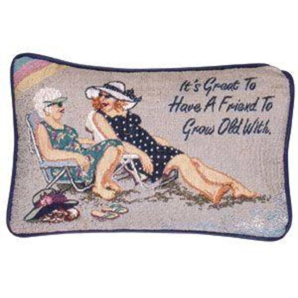 Set of 2 Friends Beach Decorative Throw Pillows 9" x 12"